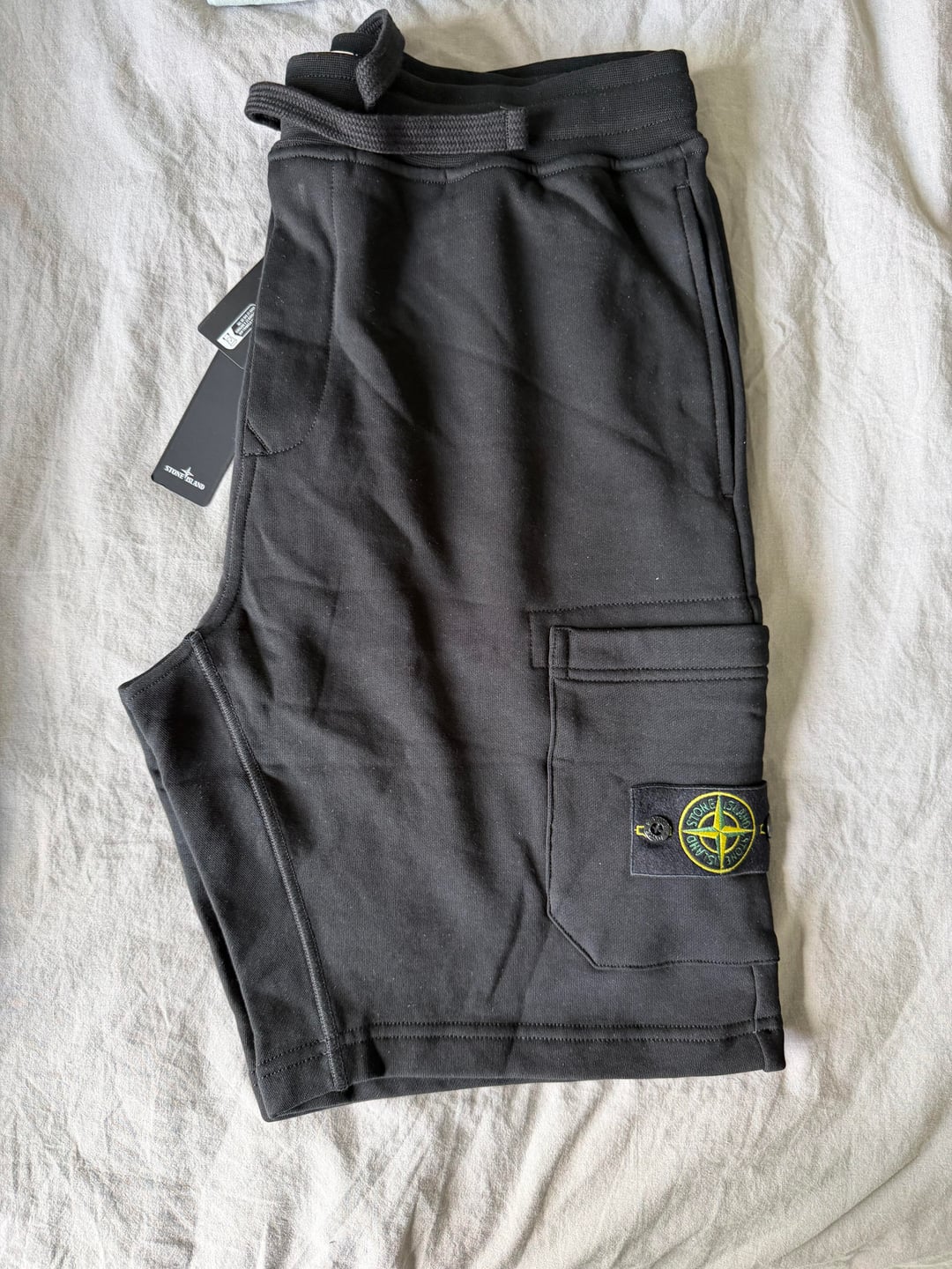 Black sweat shorts, front