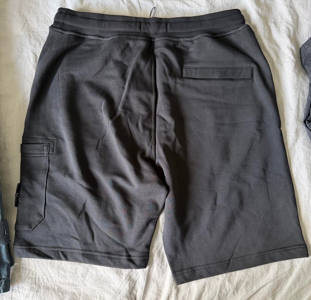 Black sweat shorts, back