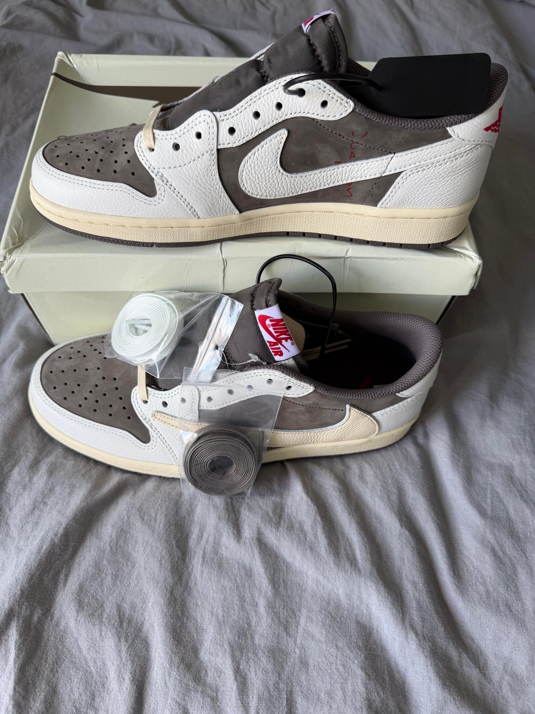 Brown and cream Reverse Mocha-style trainers, side view