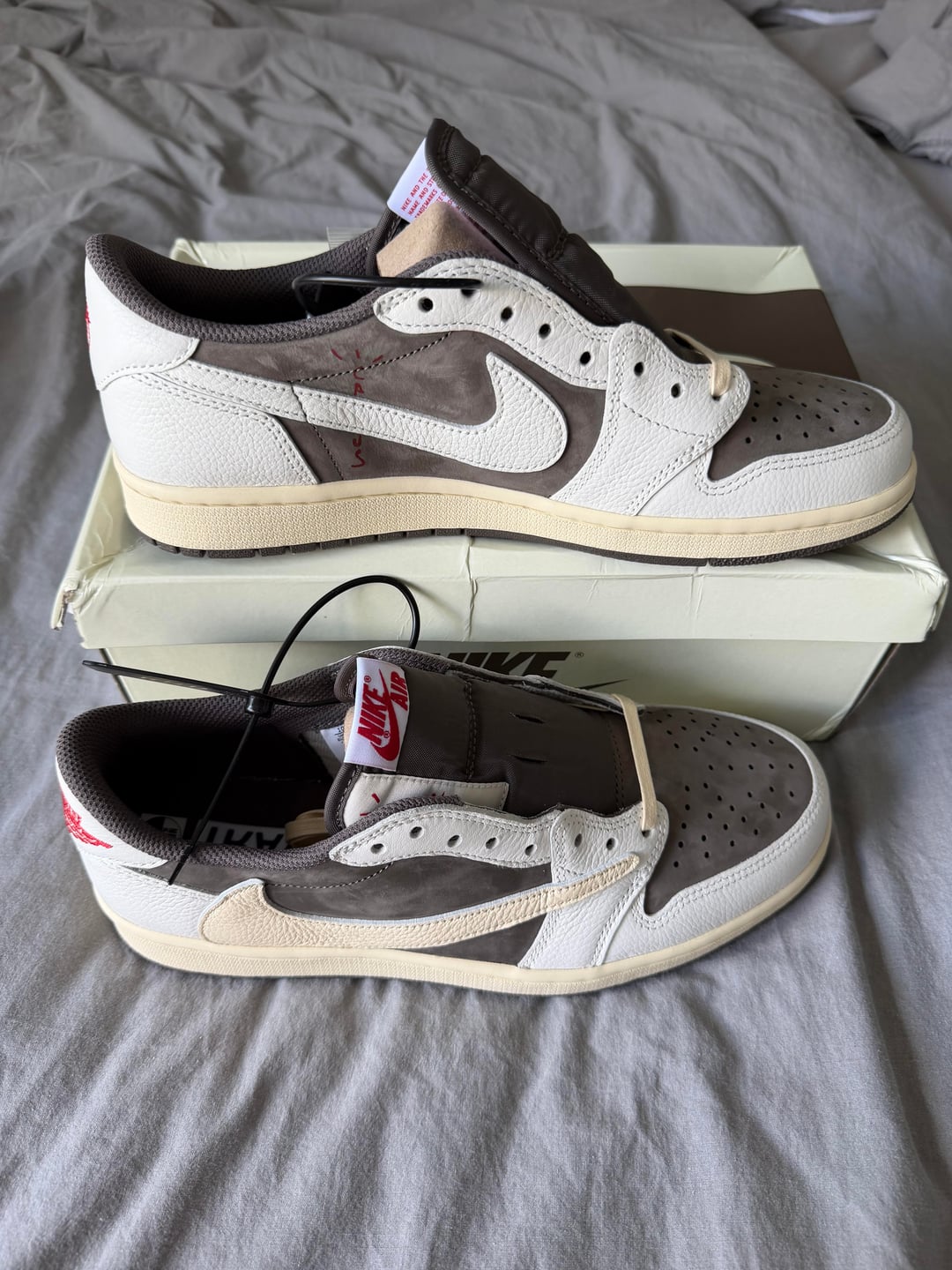 Reverse Mocha-style trainers, second side view